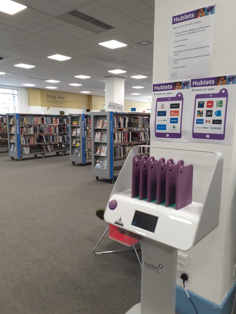 bnes_libraries's tweet image. Come and use our Hublets!
Scan your library card underneath the docking station and one will be released. Find somewhere comfy to sit and use the internet or download something from one of our apps. 
We&apos;ve now got Which? too!
#BNESLibraries #DigitalLibrary #Hublets #WhichOnline