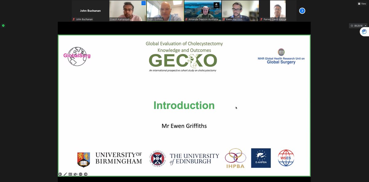 gecko_study's tweet photo. The study launch for GECKO is underway! Mr Ewen Griffiths is first, introducing the launch event and providing some background!

@NIHR_GSU @GlobalSurg #GlobalSurg4 #GECKO #Cholecystectomy https://t.co/27Akq0mHLz