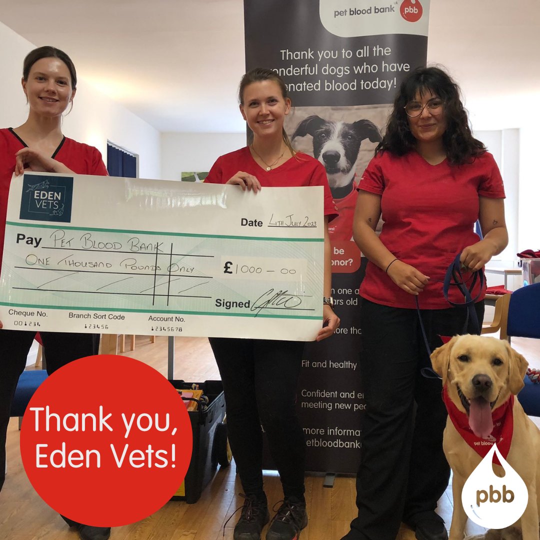 A huge thank you to Eden Vets who raised a fantastic £1,000 for us this month 👏 

If you’d like to fundraise for us, visit our website to find out how you can get involved today 😍 petbloodbankuk.org/get-involved/f…