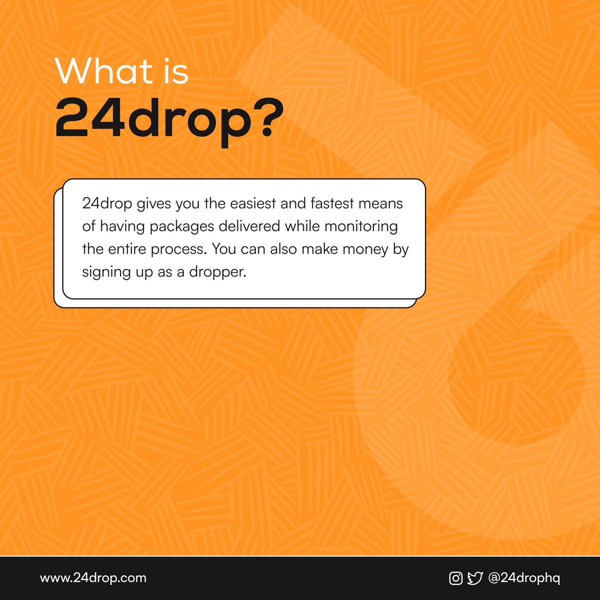 24dropHQ's tweet photo. 📢 Join us on this exciting journey and be a part of the future of logistics! 🚀 

Sign up today at https://t.co/RFyHEgc5dR and start enjoying the delivery convenience and earning potential of @24drophq 🌐💼

#24drop #Logistics #Earn https://t.co/CtYQI1xTWK