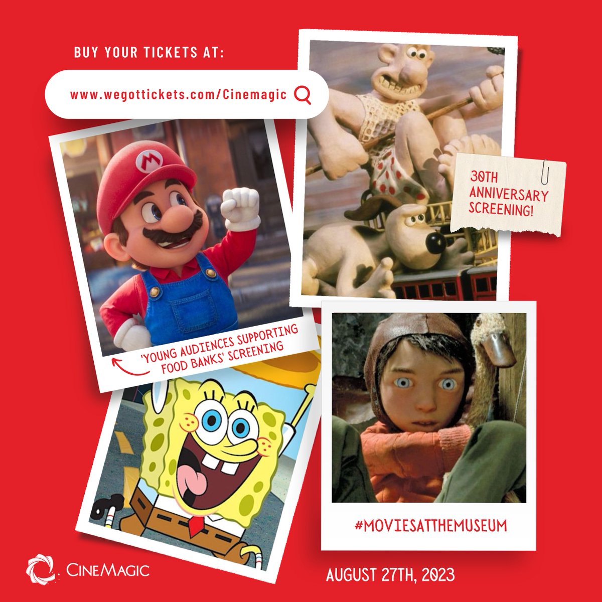 We are so excited about this month’s #MoviesAtTheMuseum programme, we cannot wait to head to the @UlsterMuseum on Sunday the 27th of August.

Visit cinemagic.org.uk to browse and book.

#SuperMarioBros #WallaceAndGromit #Spongebob #PeterAndTheWolf #Cinemagic #BeInspired