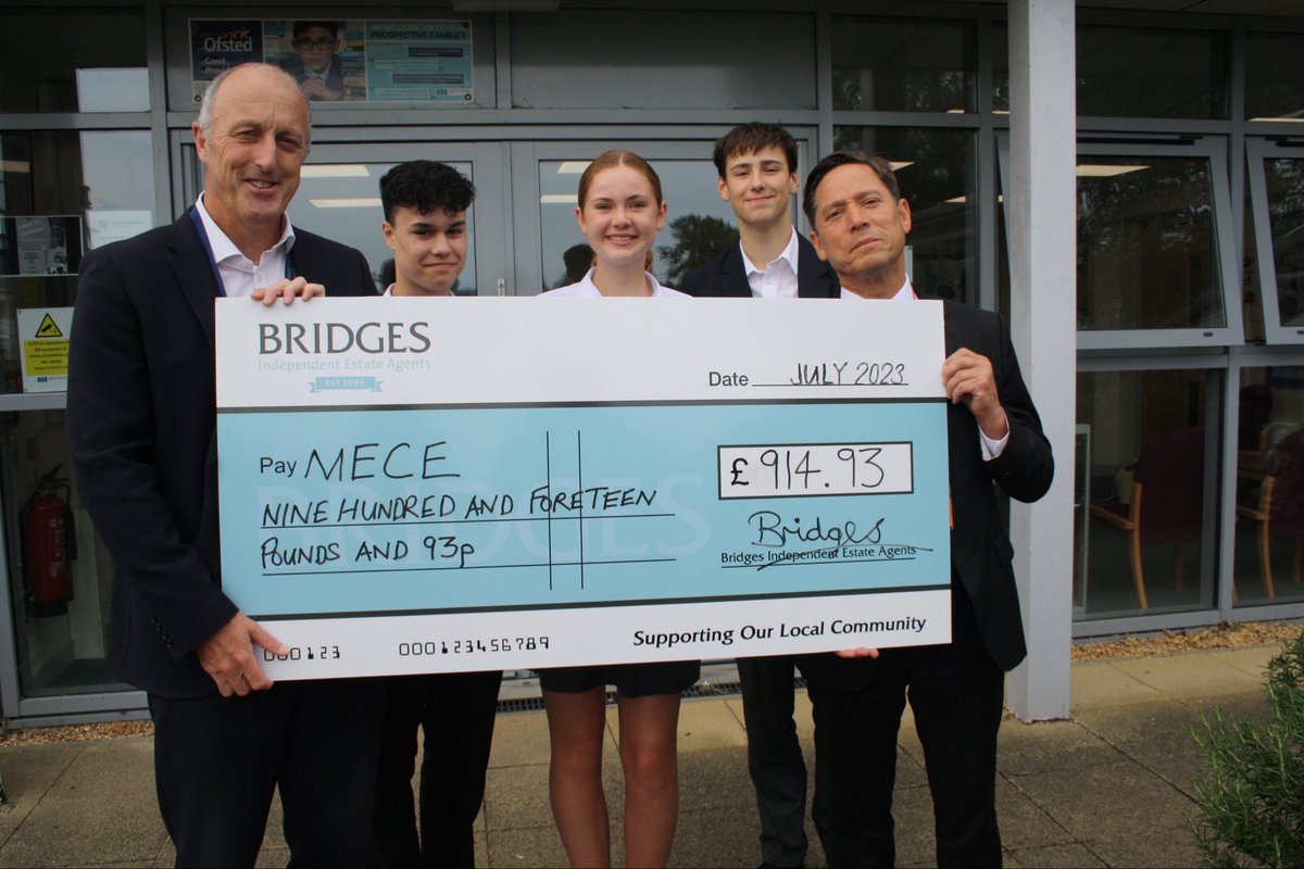 MEChilternEdge's tweet photo. Lovely to meet Andrew Bridges this morning who passed on this lovely cheque to MECE. Remember that if you are selling or buying with  Bridges and you mention MECE, we will receive 15% of the commission they charge. A much needed boost to our finances!! #teammece #community https://t.co/eMPxgIqOQP