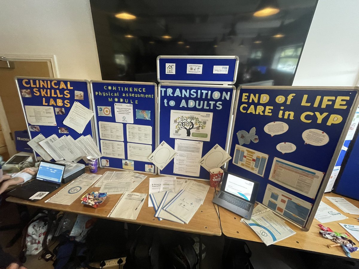 CYP community nursing showcasing examples of the diversity of innovation,knowledge and skills required to meet the needs of our patients. Continence apps, transition, bespoke physical assessment development, EOLC, clinical skills labs