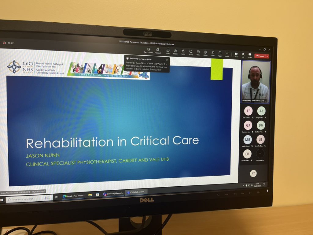 PaulTwose's tweet photo. Day 2 of the #ICURehabDay23 education stream. @jasonnunn21 providing a journey to current practice, and the importance of rehabilitation and recovery services @UHWCriticalCare @ICUsteps @WCCTN https://t.co/XUDEszNeOt