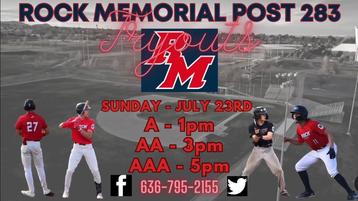 Reminder tryouts this Sunday 7/23 starts at 1pm for freshman 15U, 3pm JV 17U, 5pm for varsity. 
910 Montebello Rd, Imperial 63052. <a href="/LiveStreamSTL/">Live Stream STL</a> @KJFFSPORTS <a href="/CheapSeatsPhoto/">Cheap Seats Photo</a> <a href="/myleaderpaper/">Leader Publications</a> <a href="/MOLegionBall/">Missouri American Legion Baseball</a> <a href="/MyMoInfoSports/">KTJJ/KREI Sports</a> <a href="/BlueTigerMe/">Blue Tiger Media 🗣🎙🎧</a>