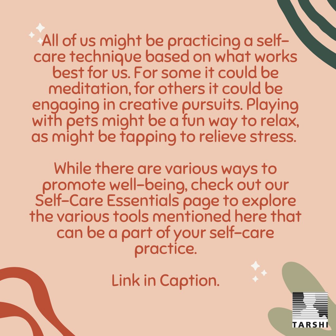 tarshingo's tweet photo. So hereโs an opportunity to check out what TARSHI has put together: https://t.co/b1tFKPBYxB
#RestIsResistance #FeministSelfCare #SelfCareIndia #SelfCare #SelfCareMatters #SelfCareEssentials #TARSHI #Stress #Burnout #ExploreWithin #ASMR #pettherapy #efttapping #arttherapy https://t.co/Vk4GUt65gz