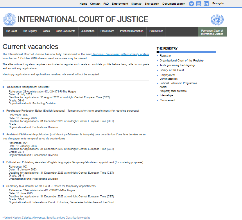 CIJ_ICJ on Twitter "JOBS the ICJ is looking for a Secretary to a