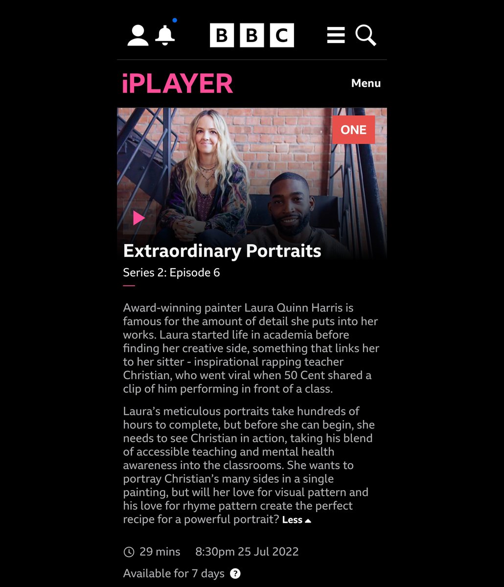 📺📺 Hard to believe it's been almost a year since my episode of Extraordinary Portraits, in which I painted spoken word artist and educator, Christian Foley, was broadcast on BBC One. There is now just one week left to watch it on BBC iPlayer! 📺📺 #extraordinaryportraits