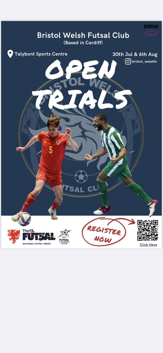 If anyone in the South Wales/ Bristol area are keen on playing futsal we are hosting trial days throughout the summer. 👇👇