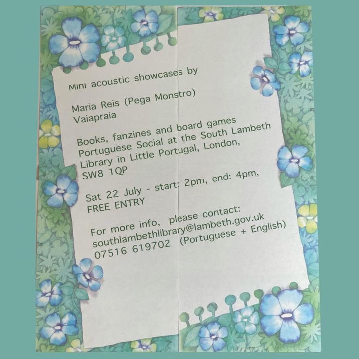 Slamlib's tweet image. Live acoustic bands this Saturday in the library. MIni acoustic showcases by
Maria Reis (Pega Monstro)
Vaiapraia
at Tate South Lambeth Library
SW8 1QP
Sat 22 July 2pm - 4pm,
FREE ENTRY @lamlibs @Thriving_Stock