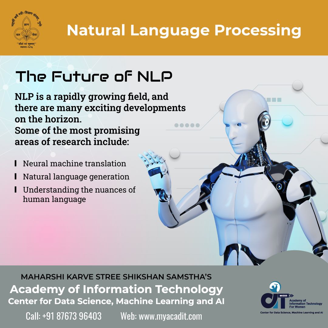 The Evolution of language: NLP as the catalyst of change!
For more details
Call Us: 8999693596

Visit: myacadit.com

#NLP #nlpcoaching #learning #womenempowerment #education #artificialintelligence #machinelearningtools #machinelearningcourse #futuretechnology #future