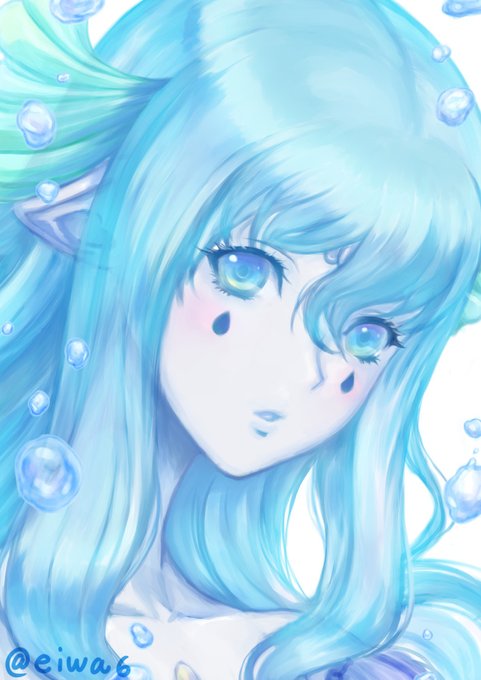 #TLに夏の創作をそっとおいていく
リトルマーメイドの映画も人気のようですね、この子は人魚なのか?水の精霊だったかな? 