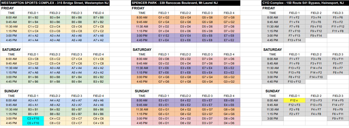 The  John Biasi Memorial Super 48 has grown to the Super 62!  Thank you to all the registered teams.  The full schedule is out!
