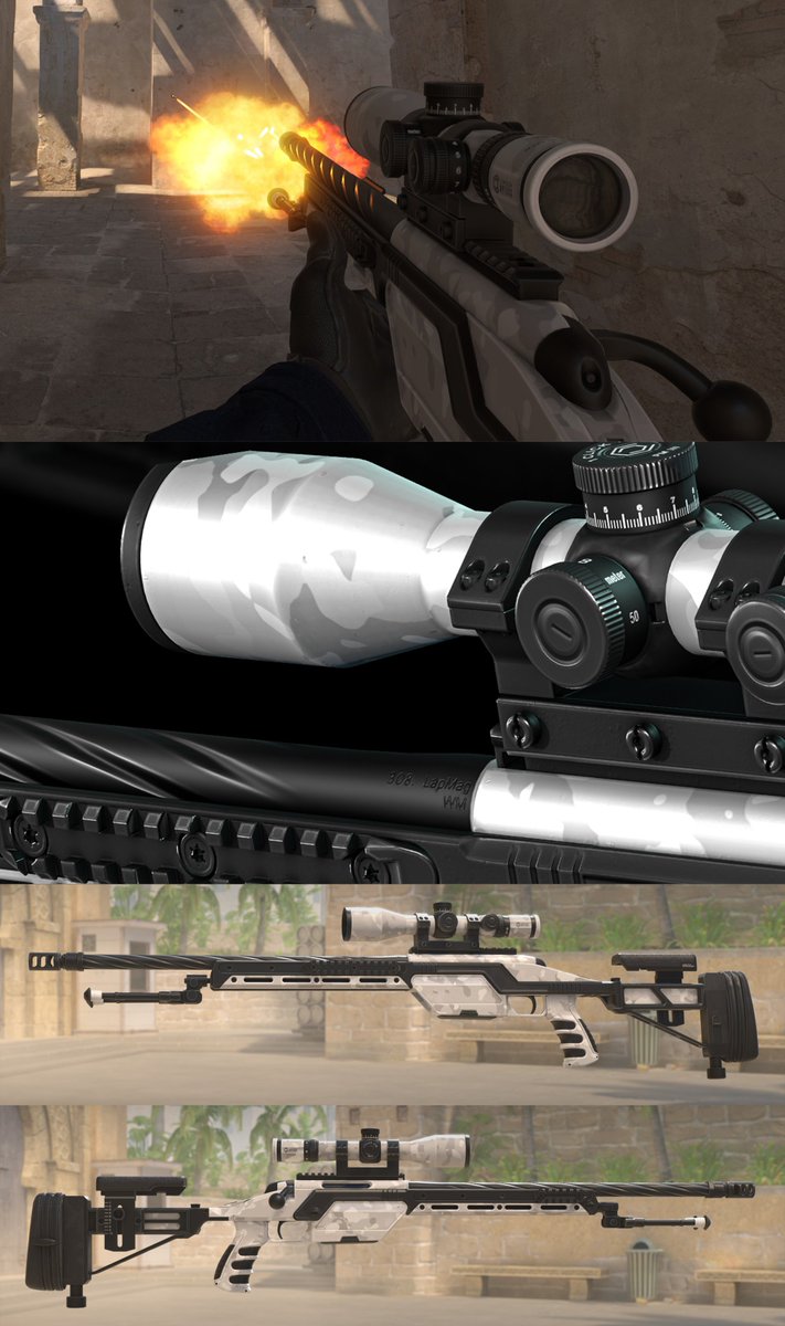 cimota_art's tweet photo. Yo @CounterStrike click the images.. I dare you 👀
The SSG 08 Arctic Warfare. New model is a pleasure to work on, kudos to the cs team! https://t.co/y5L4qmho7d