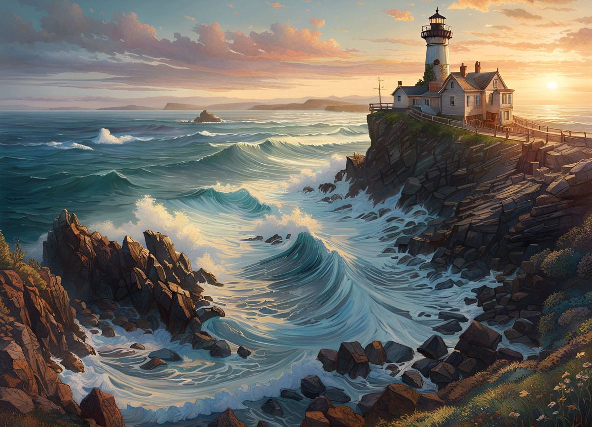 AiArtMastermind's tweet photo. "Sunrise over Rocky Shoreline" - made with NightCafe Creator
 https://t.co/FcUkEXDceI
#aiart #nightcafe #digitalart #vqganclip #ArtificialIntelligence via @NightcafeStudio https://t.co/OprnTBQvus