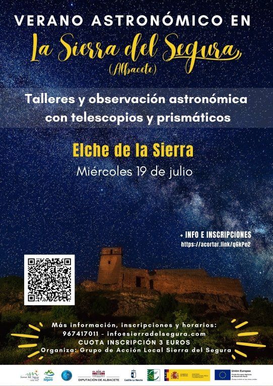 gdr_sdelsegura's tweet photo. 📌 El Grupo de Acción Local Sierra del Segura organiza de nuevo este verano Talleres de Observación Astronómica en los 12 municipios.
📌  ¡¡¡MAÑANA DÍA 19 TOCA EN ELCHE DE LA SIERRA!!!
👉 Todavía puedes inscribirte:
+ info https://t.co/0GeSRrVHVI https://t.co/DACdaBX9xV