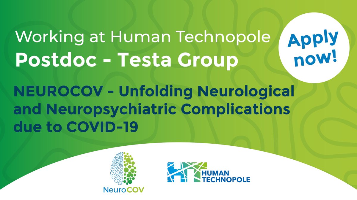 📣Join our team! Prof. Giuseppe Testa's laboratory at @humantechnopole in Milan is looking for a Postdoctoral Researcher to contribute to the #NeuroCOV project. Have a look now and apply before Sept 1! 🔗careers.humantechnopole.it/o/postdoc-test… #postdocjobs #postdoc #Neurocovid #Longcovid