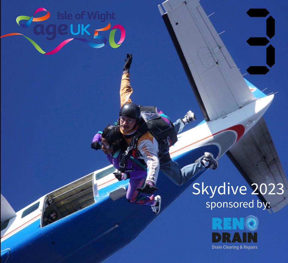 3: Getting nervous?! Just three weeks to go to our Skydive 2023. Every penny our AgeUK IW Skydivers raise stays on the Island to help older residents. Can you help our brave Skydivers smash their target? Donate at bit.ly/43g7YIP #charity #fundraising #iowevent