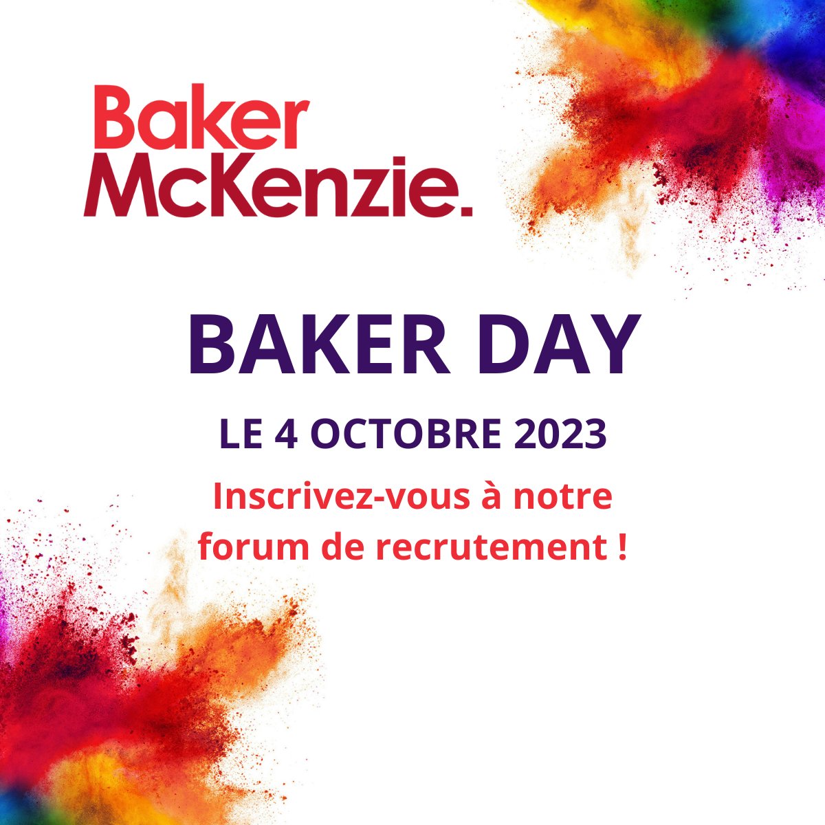 Nous ouvrons les portes de notre bureau parisien lors de la deuxième édition de #BakerDay, le mercredi 4 octobre prochain, de 9h30 à 13h. Inscrivez-vous dès maintenant : bakerxchange.com/s/56c306890e90… #recrutement #avocat #jobfair #etudiants #STAGE