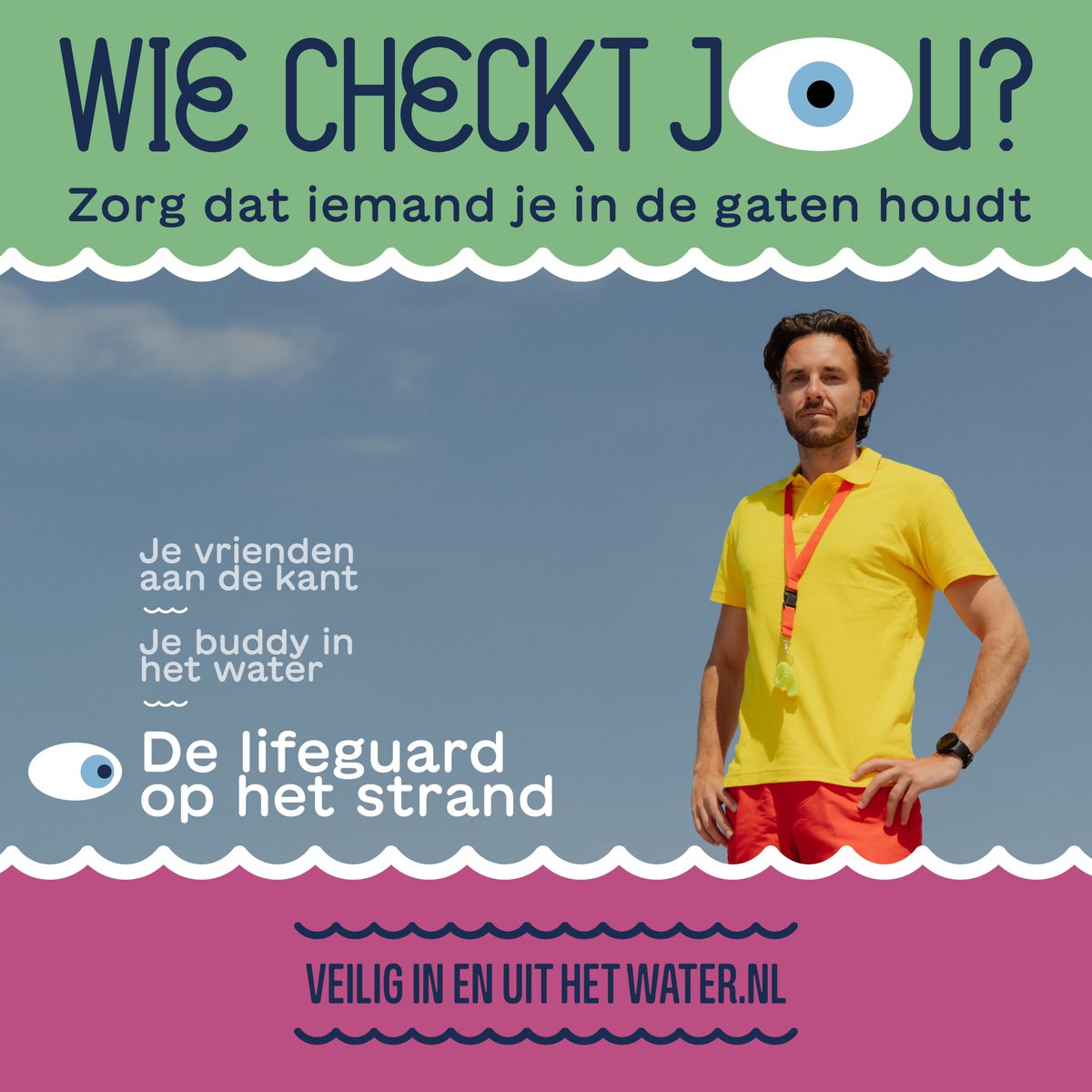 Wie checkt jou? 👀
Deze zomer gaan we er weer op uit, maar wie checkt jou als je het water in gaat? 💦 Je vrienden aan de kant, de buddy in het water of de lifeguard op het strand?👉 Kijk voor meer informatie op veiliginenuithetwater.nl.
#wiechecktjou #veiliginenuithetwater