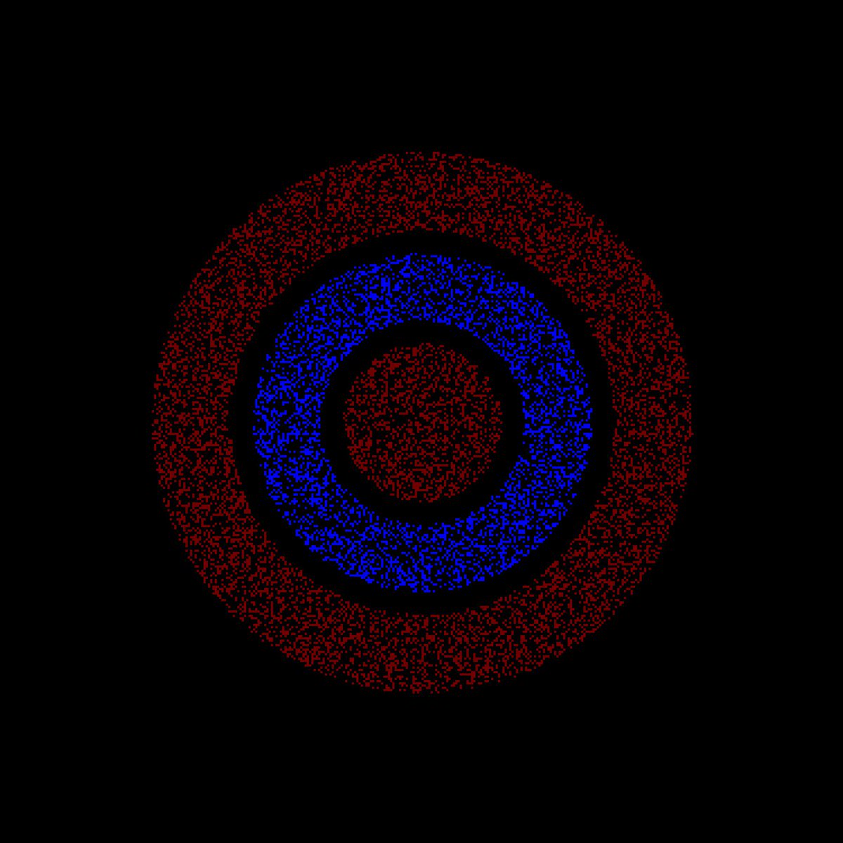 For some people, red appears to in front of blue. On the other hand, for other people, blue appears to in front of red.