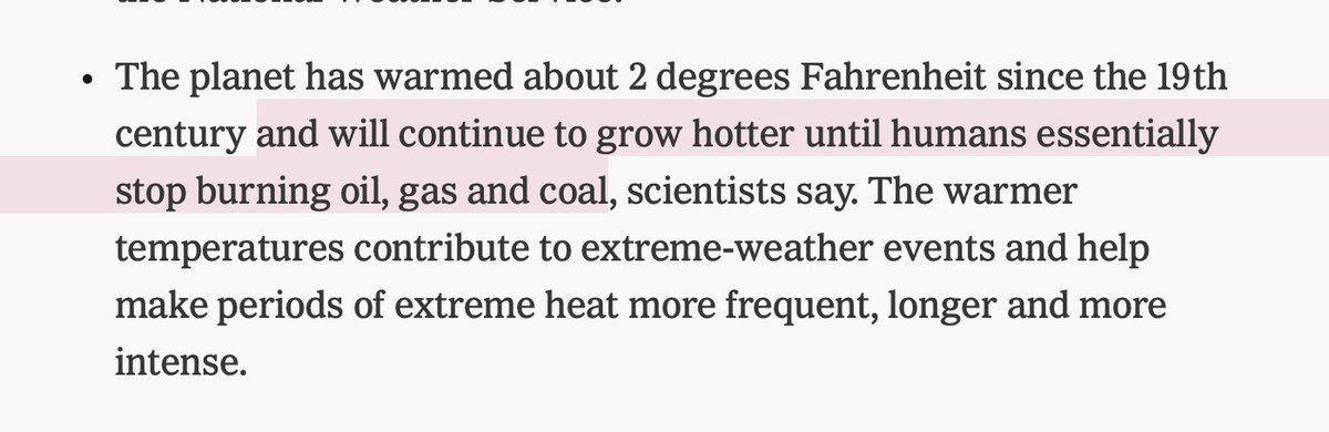 Today's <a href="/nytimes/">The New York Times</a> coverage of the #ClimateCrisis is on point. The three top stories are about the withering heat, and the Live feed pinned post notes that the planet will "continue to grow hotter until humans essentially stop burning oil, gas and coal, scientists say." Yes — this!