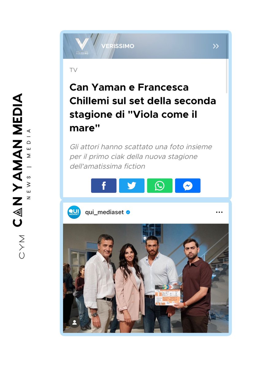 🇮🇹🗞️| Mediaset - Verissimo 

The filming of the second season of #ViolaComeIlMare2 has officially begun. 

On the official profile of Qui Mediaset a shot of the first clapperboard of the new season of the extremely popular fiction has been published: in the photo you can see the