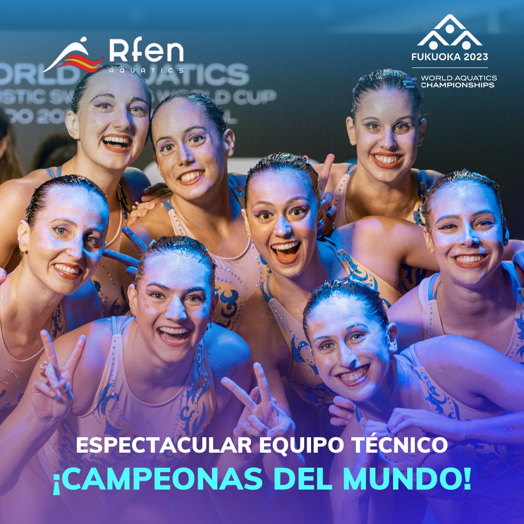 🥇CAMPEONAS DEL MUNDO EN EQUIPO TÉCNICO

👏🏼Espectacular equipo de nuestras representantes de #Artística que consiguen otra medalla para España en el Mundial de Fukuoka 2023.

ESTO ES HISTORIA ¡Enhorabuena Equipo!🔝
#MujerYAgua #TeamEspFukuoka2023