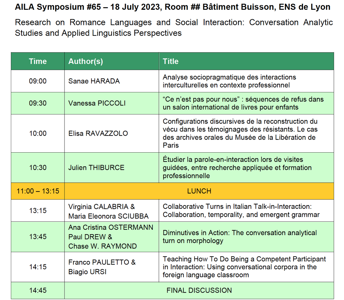 Biagio_Ursi's tweet photo. Now at #AILA2023 @laboICAR the second half-day of our Symposium on Research on #RomanceLanguages and social interaction: #EMCA studies and #AppliedLinguistics perspectives. We are at the @ENSdeLyon bâtiment Buisson!
With @Franco_Pauletto, @ana_ostermann, @VanesPiccoli https://t.co/01MNMaiLvb