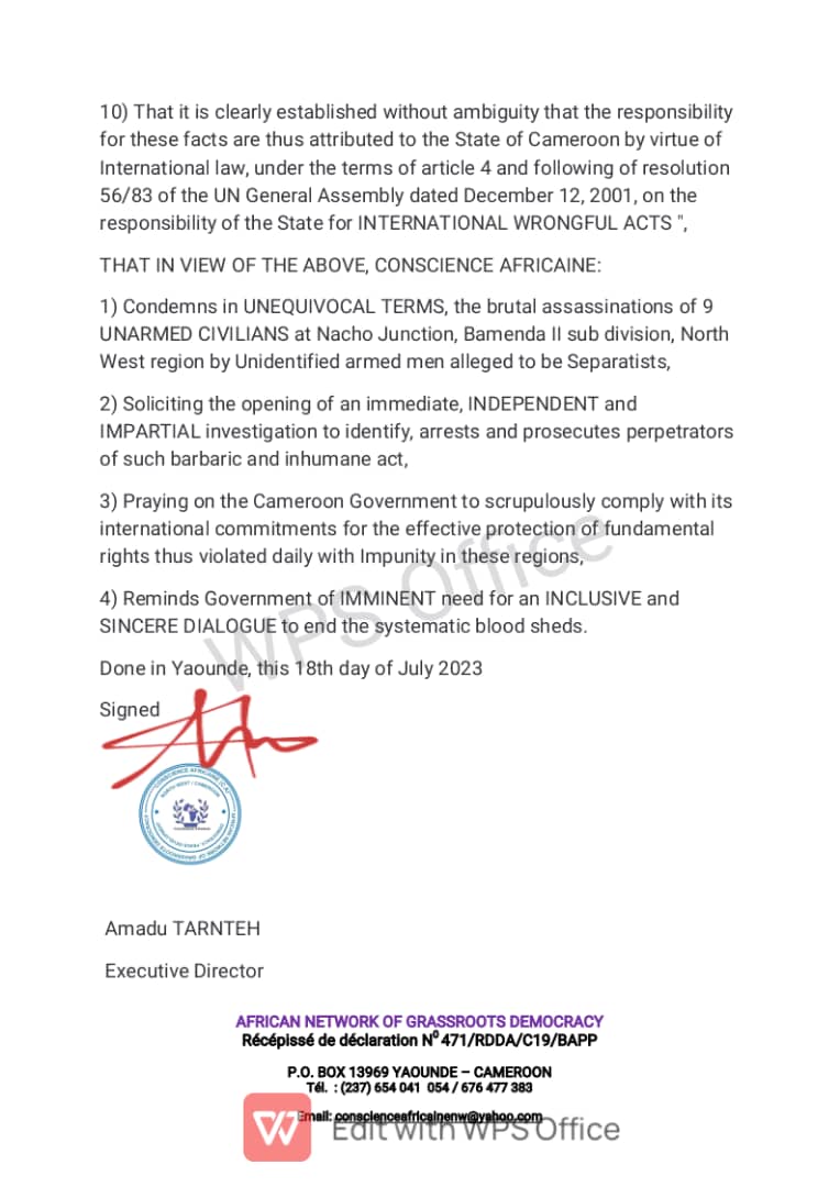 AmaduTarnteh's tweet image. Conscience Africaine condemn the brutal assassinations of about 9 unarmed civilians in Bamenda, North West region @Cameroon  by Armed Separatists
👇👇👇👇👇