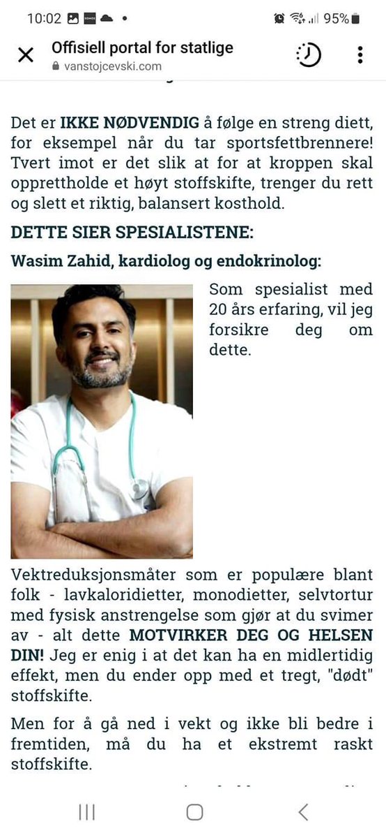 DETTE ER SVINDEL

Vennligst spre denne posten. Navnet mitt blir misbrukt for å markedsføre et slankeprodukt. Jeg har ingenting med dette selskapet eller produktet å gjøre. De bruker mitt navn og min tittel, og har konstruert uttalelser som jeg aldri har gitt.