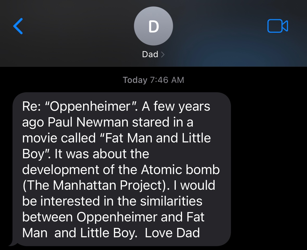 johnsemley3000's tweet photo. Christopher Nolan has even activated the sporadic dad-texters. predicting a $4B opening weekend. https://t.co/YINwVwQabd