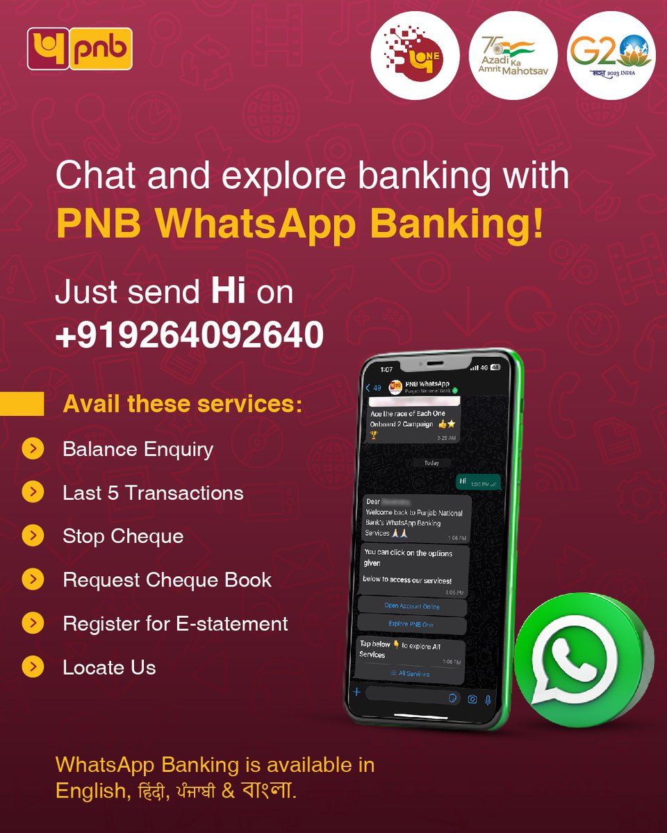 Punjab National Bank On Twitter Explore The Convenience Of Banking bank-of-india-whatsapp-banking-bank-of-india-whatsapp-banking-number