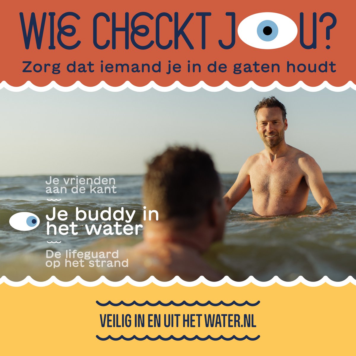 Wie checkt jou? Je buddy in het water? 👀
Ga je zwemmen in open water? Zwem samen. 🏊 Dan kun je elkaar helpen als het nodig is. Zo kom je niet alleen in, maar ook weer veilig uit het water.
👉 Ga voor meer info naar veiliginenuithetwater.nl.
#wiechecktjou #veiliginenuithetwater