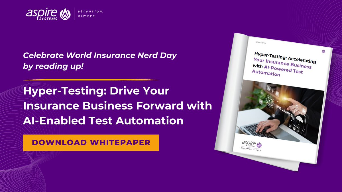 AspireSystems's tweet image. It's World Insurance Nerd Day!🤓 Dive into our exclusive whitepaper and unlock the transformative power of AI in insurance like a true nerd. - insurance.aspiresys.com/whitepaper-hyp…
#InsuranceTesting #Hypertesting #AIinInsurance #ArtificalIntelligent #Whitepaper #InsuranceTechnology