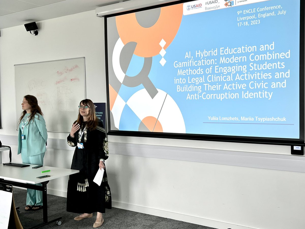 lsbu_law's tweet photo. #ENCLE Conference @IJCLE Mariia Tsypiashchuk &amp; Yulilia Lomzhets from National University of Ostroh Academy presenting a game to discuss and combat corruption - brilliant 🤩 https://t.co/6yc6M1LGZE