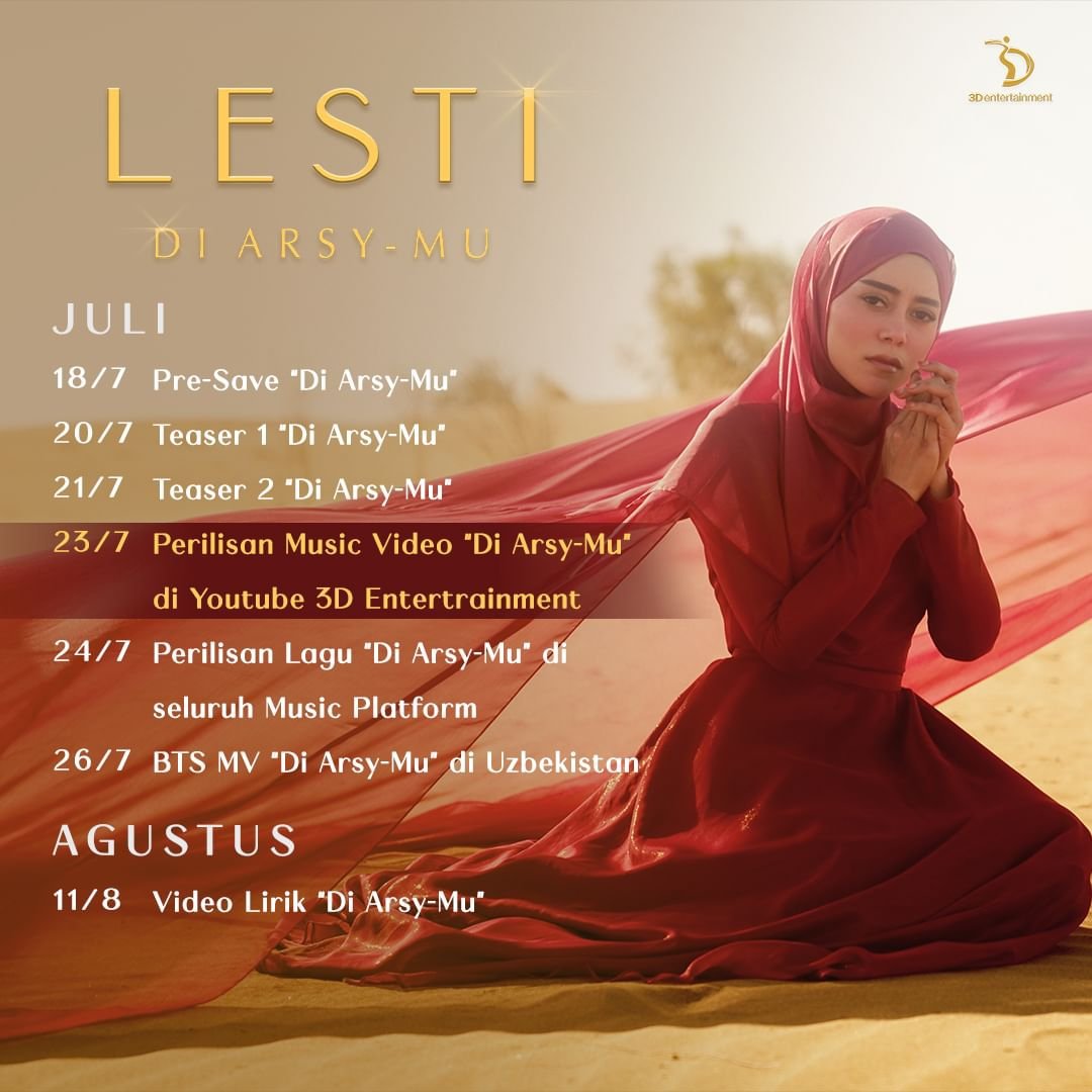 Surpriseee! Memanggil pasukan @official_lestilovers_indonesia @official.leslarloversindonesia buat siap-siap menyambut rilisnya single terbaru @lestykejora yang berjudul "Di Arsy-Mu" Catat tanggalnya dan ramaikan yaa!! #LestiDiArsyMu #lestikejora #3dent #leslar #lestykejora