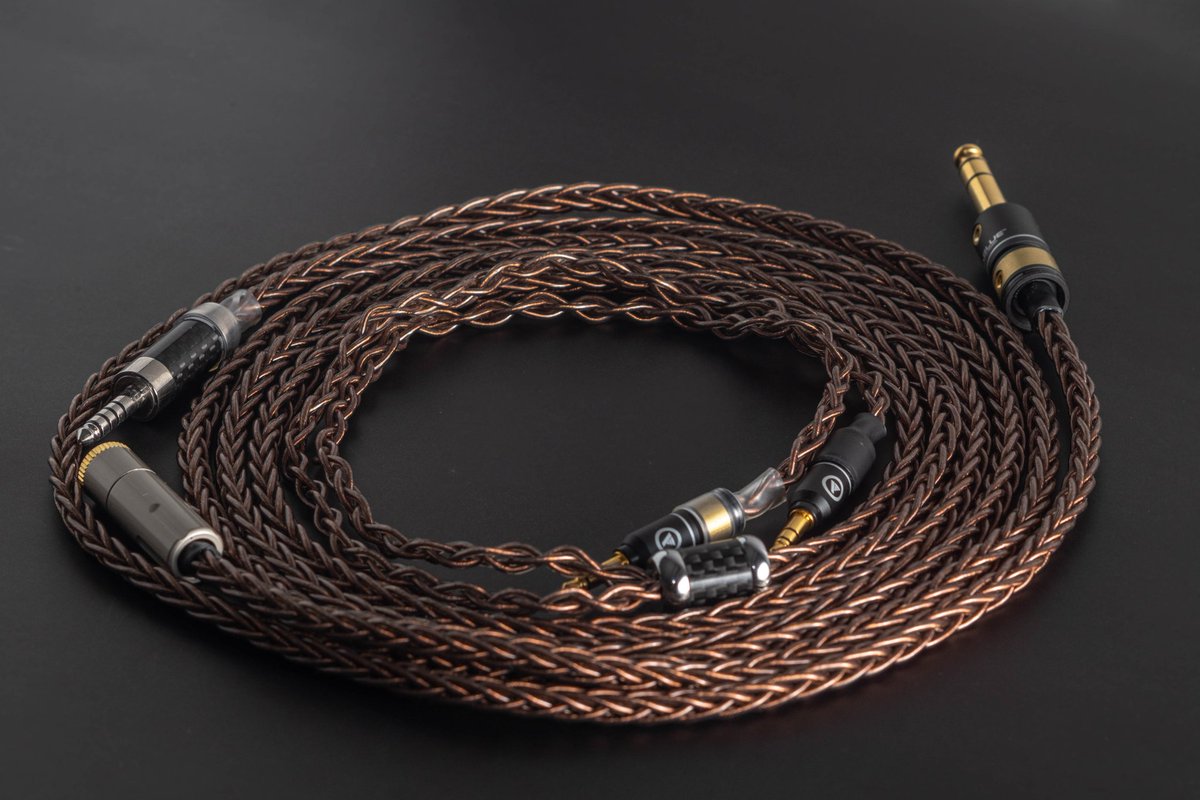 ☕ Japanese imported occ copper wire coffee litz type 2, 8x 24awg with carbon fiber splitter and carbon fiber 4.4mm to dual viablue 3.5mm