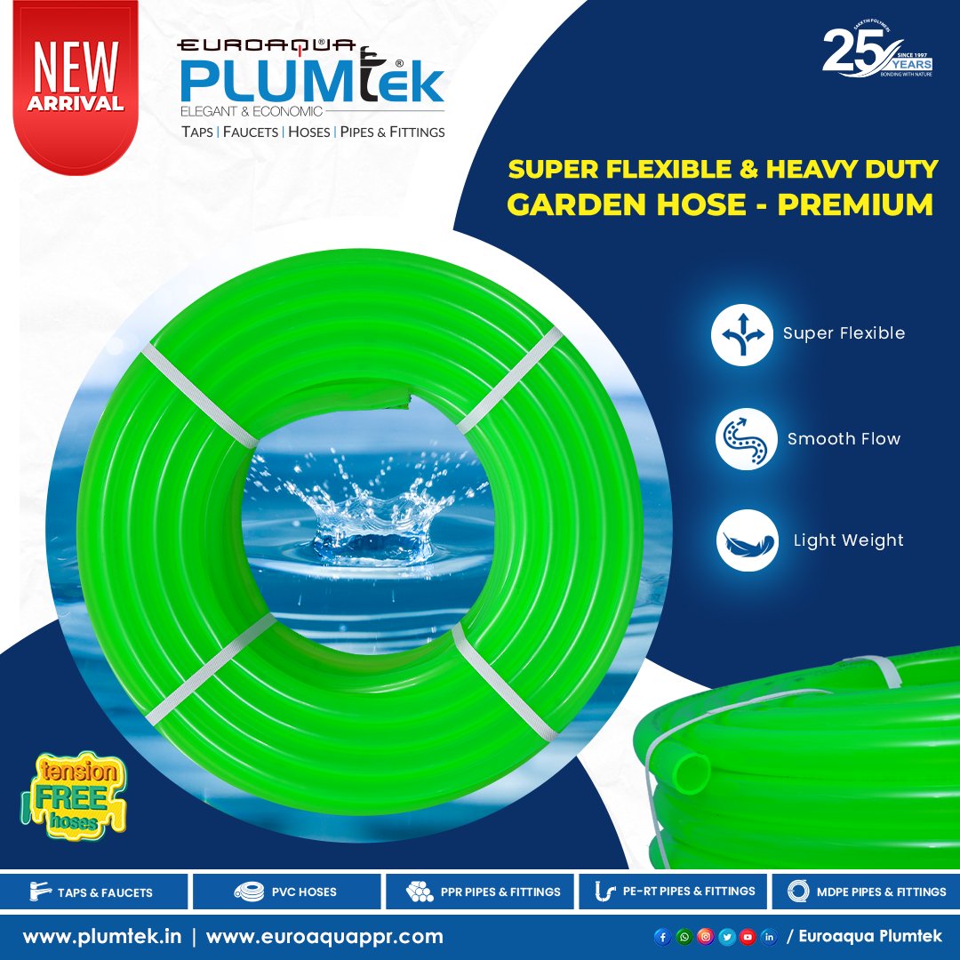 PlumtekMktg's tweet image. New Arrival 📢

Introducing Euroaqua Plumtek's latest addition - Super Flexible and Heavy Duty "Garden Hose Premium"

#gardenhose #hose #plumtek