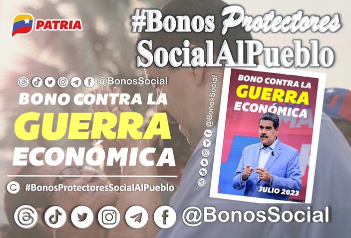 📢 #PENDIENTE: Está misma semana será liberado el pago del #BonoContraLaGuerraEconómica (julio 2023) a los pensionados del #IVSS y #AmorMayor a través del Sistema @CarnetDLaPatria. ✅ Atentos a la información oficial. @BonosSocial #PoesíaCantoALaHumildad