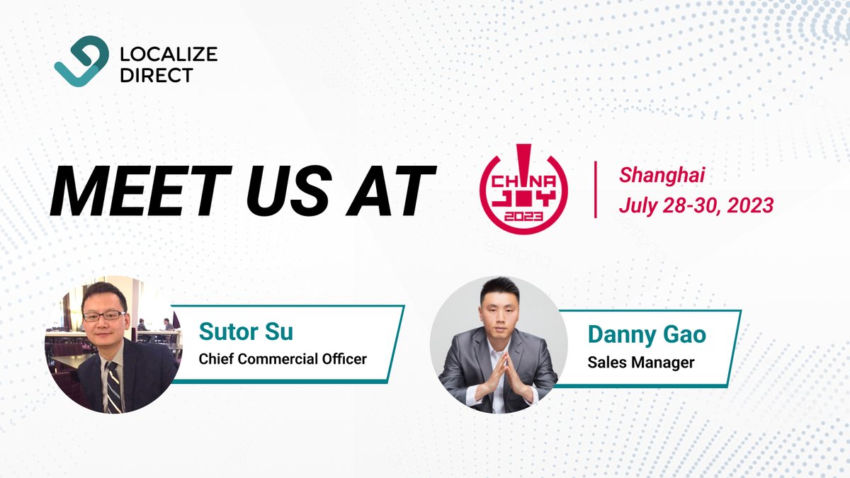 👋 We are ready for lively discussions on #translation  and #localization in #gamedev for the next week <a href="/ChinaJoy10/">ChinaJoy</a> 2023

Let's connect and share our industry wisdom!  #chinajoy2023 #chinajoy #CJ2023