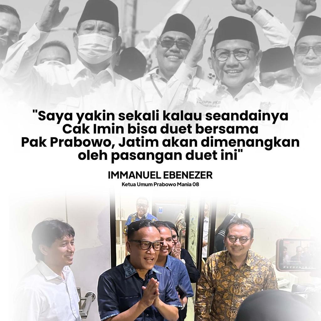 Pandangan Ketum Prabowo Mania 08 memperkuat analisa beberapa lembaga survei yang menunjukan #GusIminKunciPilpres kalkulasinya sangat rasional. 
Bismillah 💚🇮🇩🧡

#MuhaiminIskandar
#PartaiKebangkitanBangsa

<a href="/DPP_PKB/">DPP PKB</a> <a href="/cakimiNOW/">A Muhaimin Iskandar</a> <a href="/prabowo/">Prabowo Subianto</a> <a href="/Gerindra/">Partai Gerindra</a> <a href="/zainul_munas/">Zainul Munasichin</a> <a href="/Brigade01Arwan1/">Muh Arwani</a>