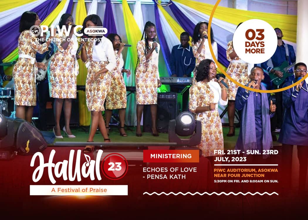 piwcasokwaksi's tweet photo. Ladies and Gentlemen!
ECHOES OF LOVE - PENSA KATH!
#Hallal23πΊ
#FestivalOfPraise
#LiftUpASong
#Psalm64vs4_6
#21n23July2023
#FridayAndSunday
#piwcasokwa
#whereJesuslives
#WeHaveComeToSayThankYou https://t.co/KV1w6eKV6C