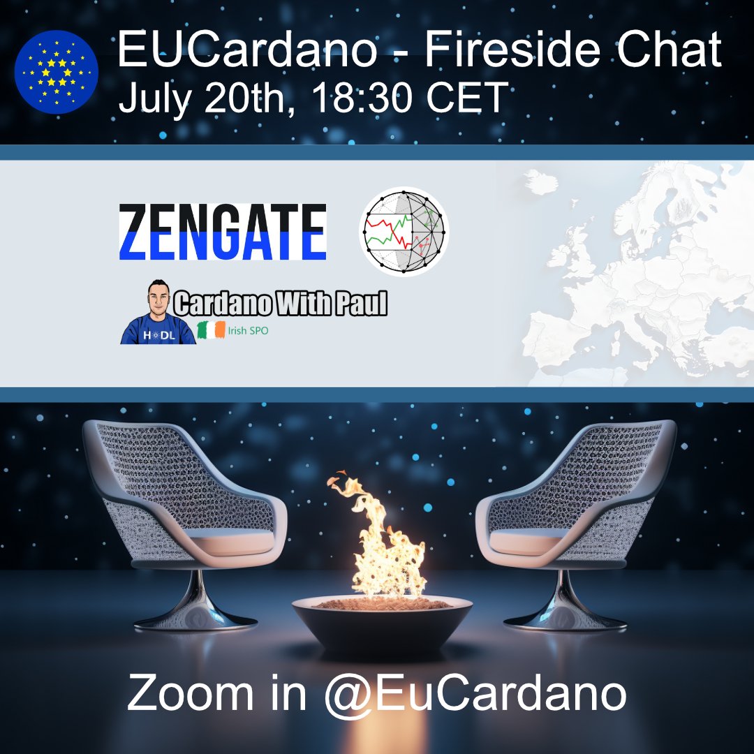 EuCardano's tweet photo. #SafeTheDate & #RT!
The next EU Fireside Chat is on July 20th, 18:30 CET
🌱#marketplace meets #riskmanagement & #spo
Meet the minds behind @xerberus and @ZengateGlobal and meet @cwpaulm
Learn that #Cardano has these #crossoverPlatforms
#CardanoCommunity we are on🔥 https://t.co/1BWmogbE8k