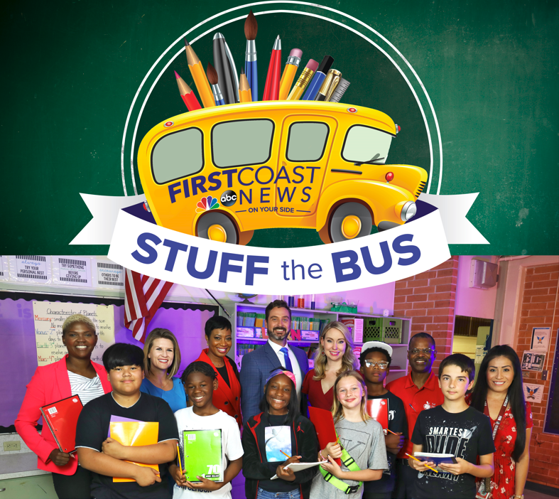 FCN2go's tweet photo. 🚌 Save the date Friday, July 28 7am - 7pm to #StuffTheBusJax with @unitedwaynefl, @FCN2go, @tweetFCL, @CommFirstCU, @MarketsTC, @999gatorcountry, @JWHeatingAir @CampersInnRV! Help give kids all the tools they'll need for back to school.📚Or, donate, text CLASSROOMS23 to 30306. https://t.co/aOzIBBRtTE