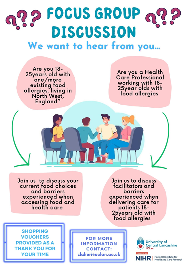 LancashireRKE's tweet image. 🌟 Don't miss this chance to make a difference! 

Join us to discuss the critical topic of delivering care to 18-25 year-olds with food allergies.

 👉  email: zlaheri@uclan.ac.uk

 #HealthcareStudy #FoodAllergies #ResearchOpportunity #JoinUs @NIHRresearch