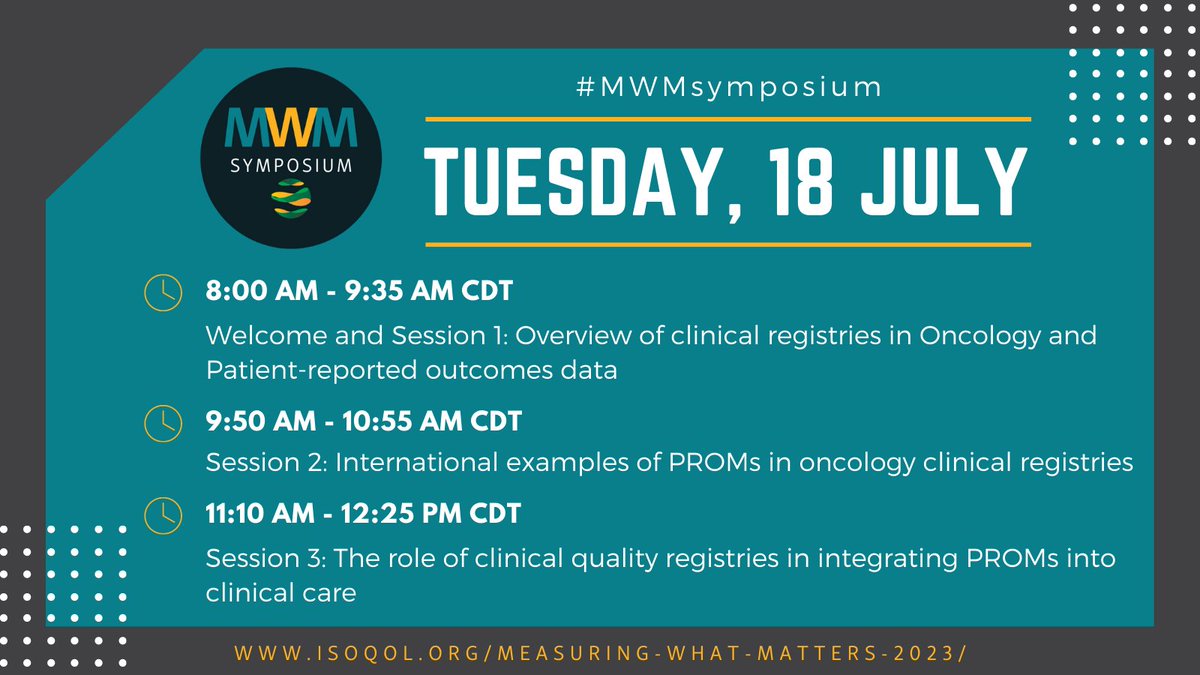 The 2023 #MWMsymposium starts in 1 hour! Be sure to join us for all three sessions today and take part in the live Q&As. isoqol.org/measuring-what…

If you missed registration for the live event, recordings will be available on-demand following the symposium.