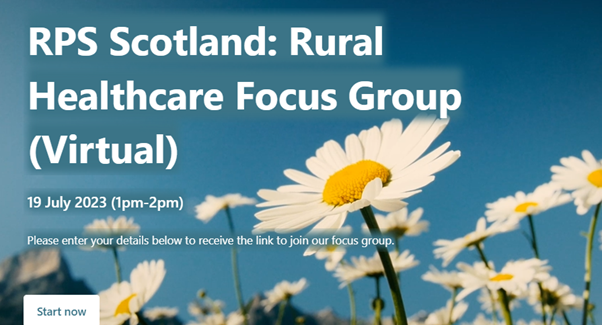 Are you an RPS Member in Scotland? Join our virtual Members' Focus Group tomorrow at 1pm to support our response to the Call for Views on Rural Healthcare. To sign up please visit ⬇️ forms.office.com/Pages/Response…