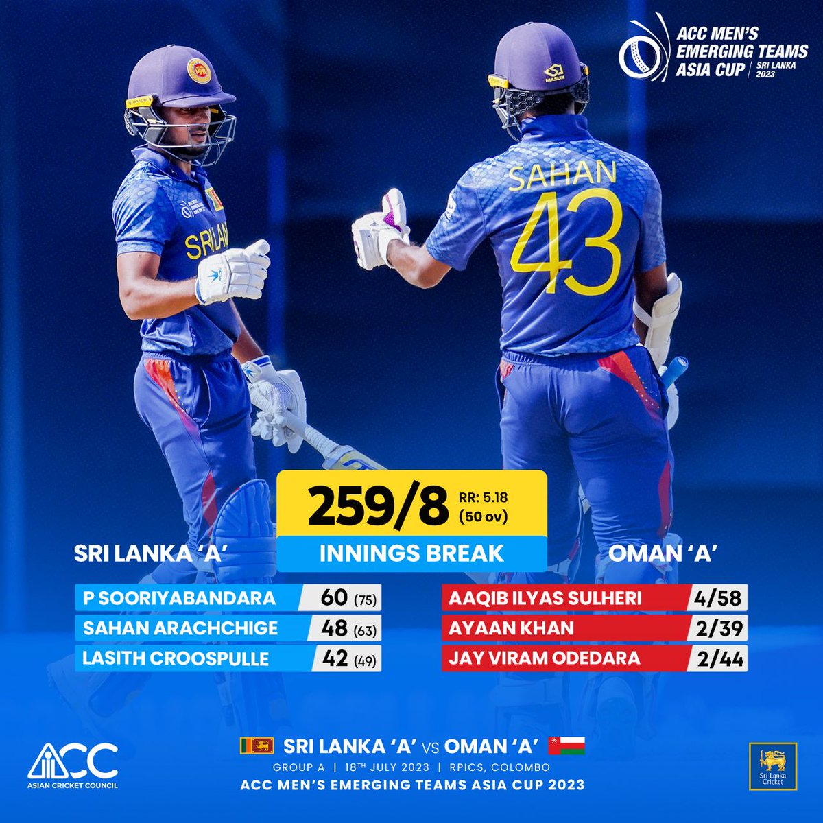 Sri Lanka Cricket 🇱🇰 on Twitter "Game on! Sri Lanka 'A' sets a target