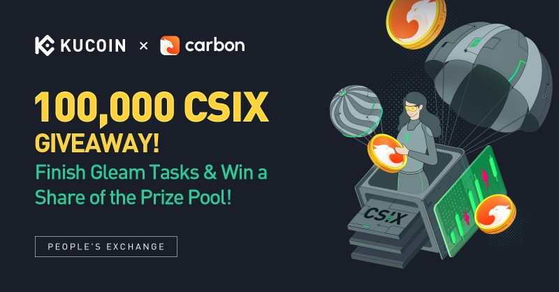 kucoincom's tweet photo. 🔥 Join to Win 100,000 $CSIX from #KuCoin X @trycarbonio Giveaway!

⏰ 12:00 PM on July 18, 2023 - 12:00 PM on July 25, 2023 (UTC)
🎁 Prize pool: 100,000 $CSIX!

Finish all gleam task ⬇️

💰 Lucky draw of 50 users who complete all tasks to win from 100,000 CSIX prize pool!